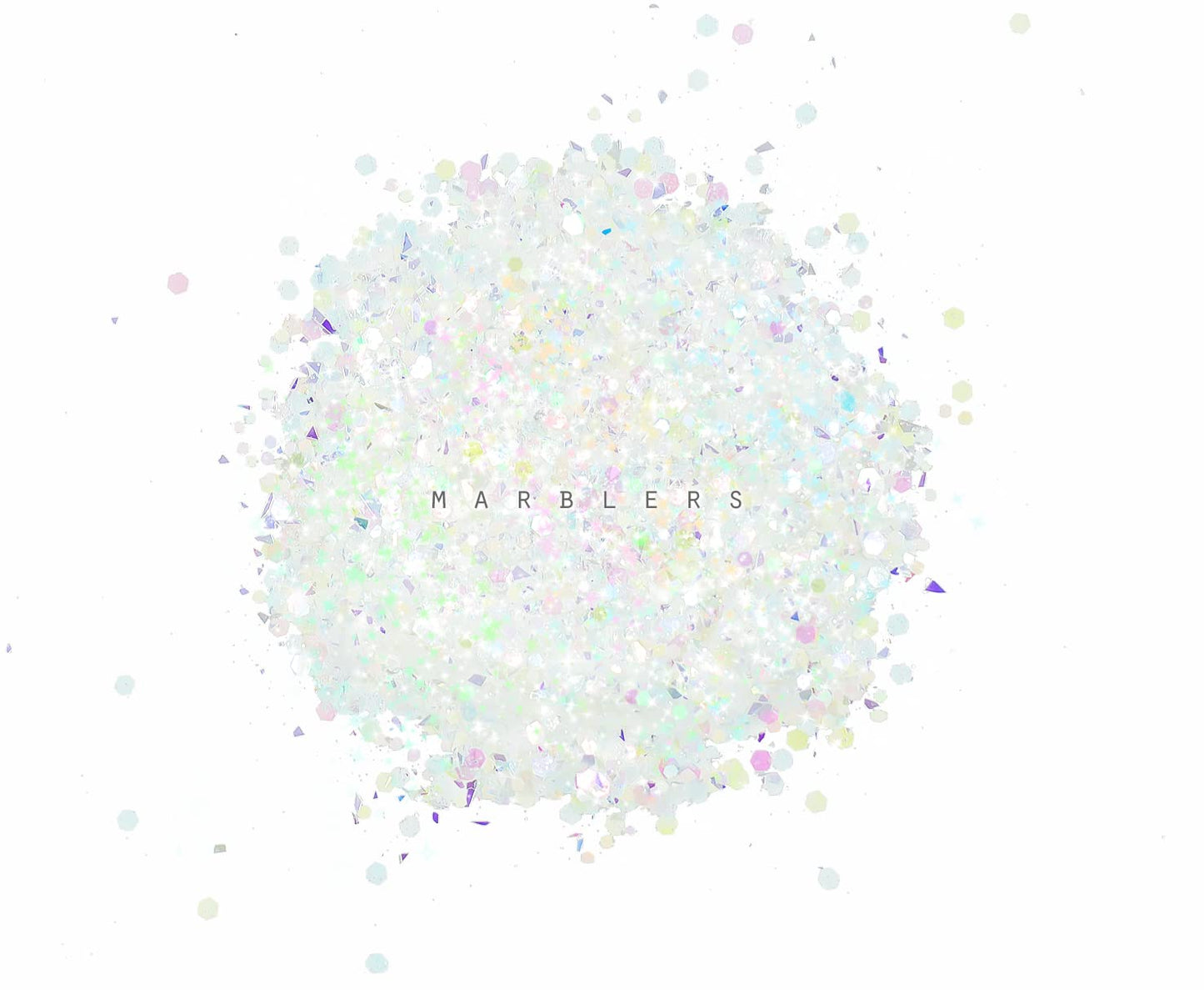 MARBLERS Holographic Glitter [Mixed White] 1.5oz (42g) | Chunky | Non-Toxic, Vegan, Cruelty-Free | Face, Body, Eyeshadow, Hair, Festival, Party Makeup