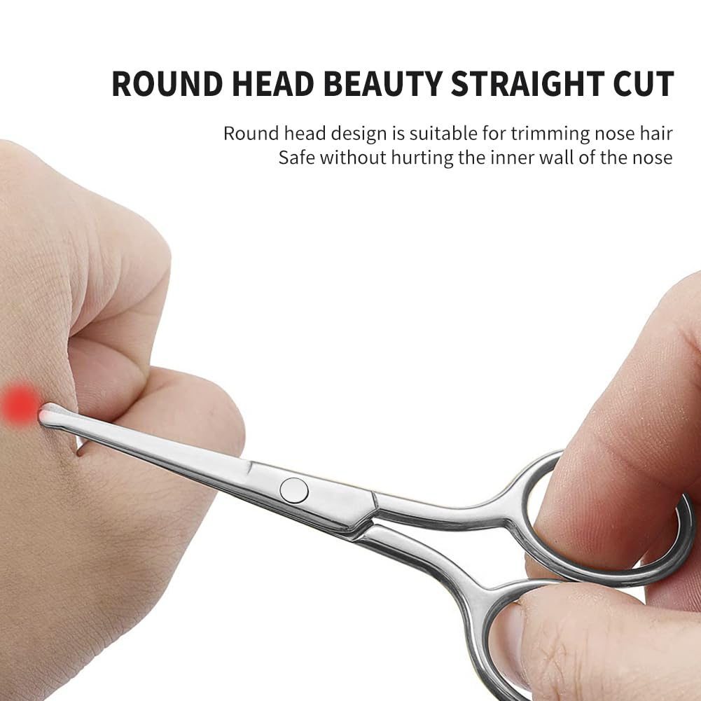 AsonTao Small Scissors With Round Tip Design - Professional Grooming for Hair, Eyelashes, Nose, Eyebrow Trimming, Mustache - Will Not Hurt the Nasal Beauty and Personal Care AsonTao