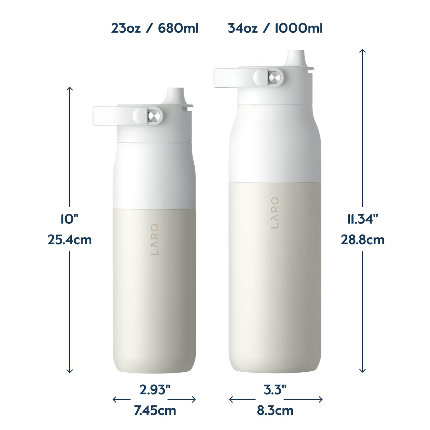 LARQ Bottle PureVis 2 23 oz - UV Water Purifier with Self-Cleaning, App Hydration Tracking, Filter Straw, Detachable Handle, Double-Wall Insulated