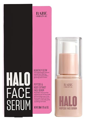 Babe Original Halo Peptide Face Serum for Women, Face Moisturizer Face Cream for Hydrated, Plump & Soothed Skin with Pink Root Extract, Hyaluronic