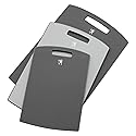 HENCKELS Cutting Board Set, 3-Piece Plastic Kitchen Chopping Boards with Gray Trim, Non-Slip Silicone Feet, BPA-Free, Dishwasher Safe
