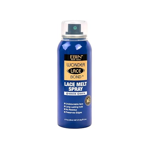 EBIN NEW YORK Wonder Lace Bond Lace Melt Aerosol Spray Keratin + Biotin | Extra Firm Hold Wig Adhesive Spray | seamless Natural Hairline | 2.7 Fl Oz
