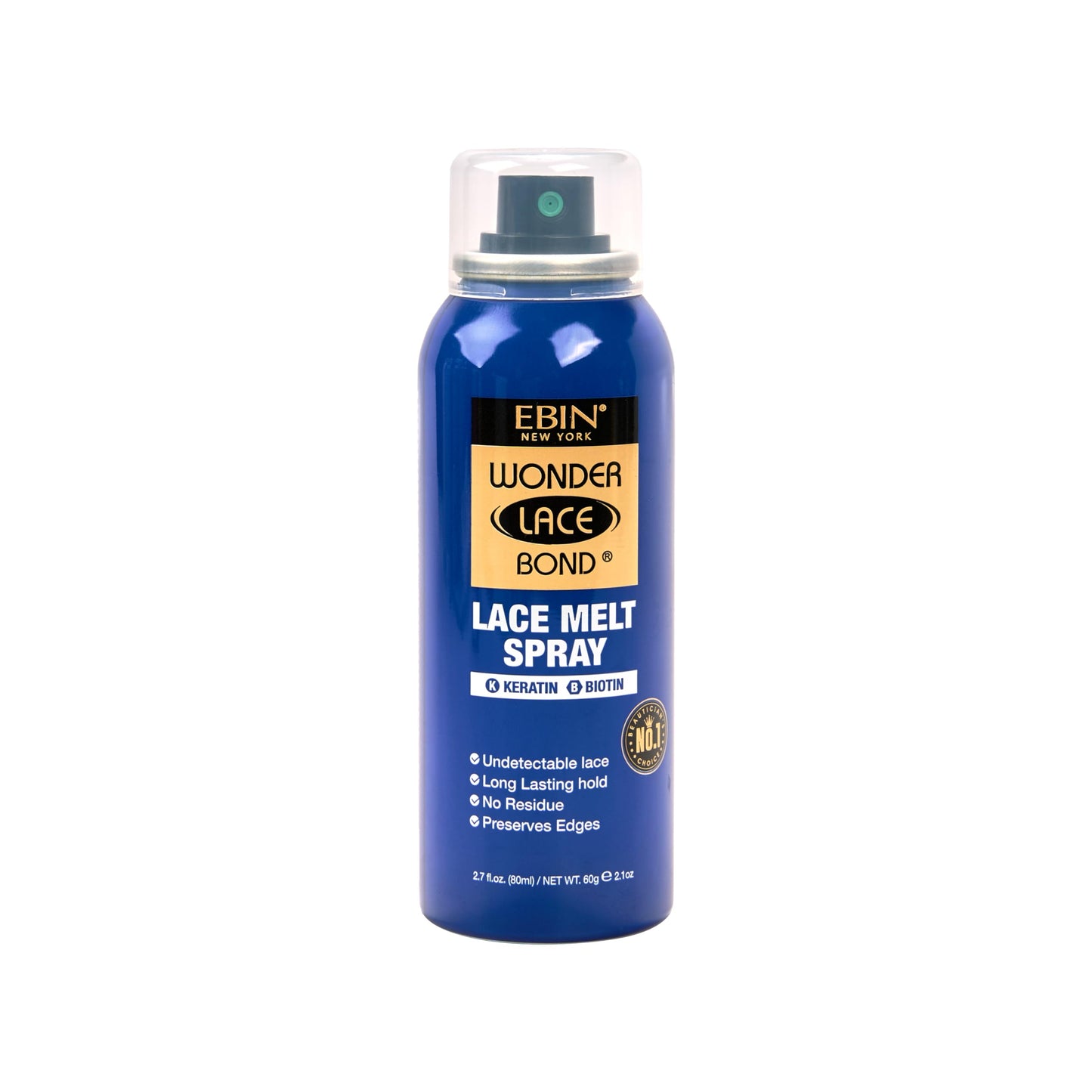 EBIN NEW YORK Wonder Lace Bond Lace Melt Aerosol Spray Keratin + Biotin | Extra Firm Hold Wig Adhesive Spray | seamless Natural Hairline | 2.7 Fl Oz