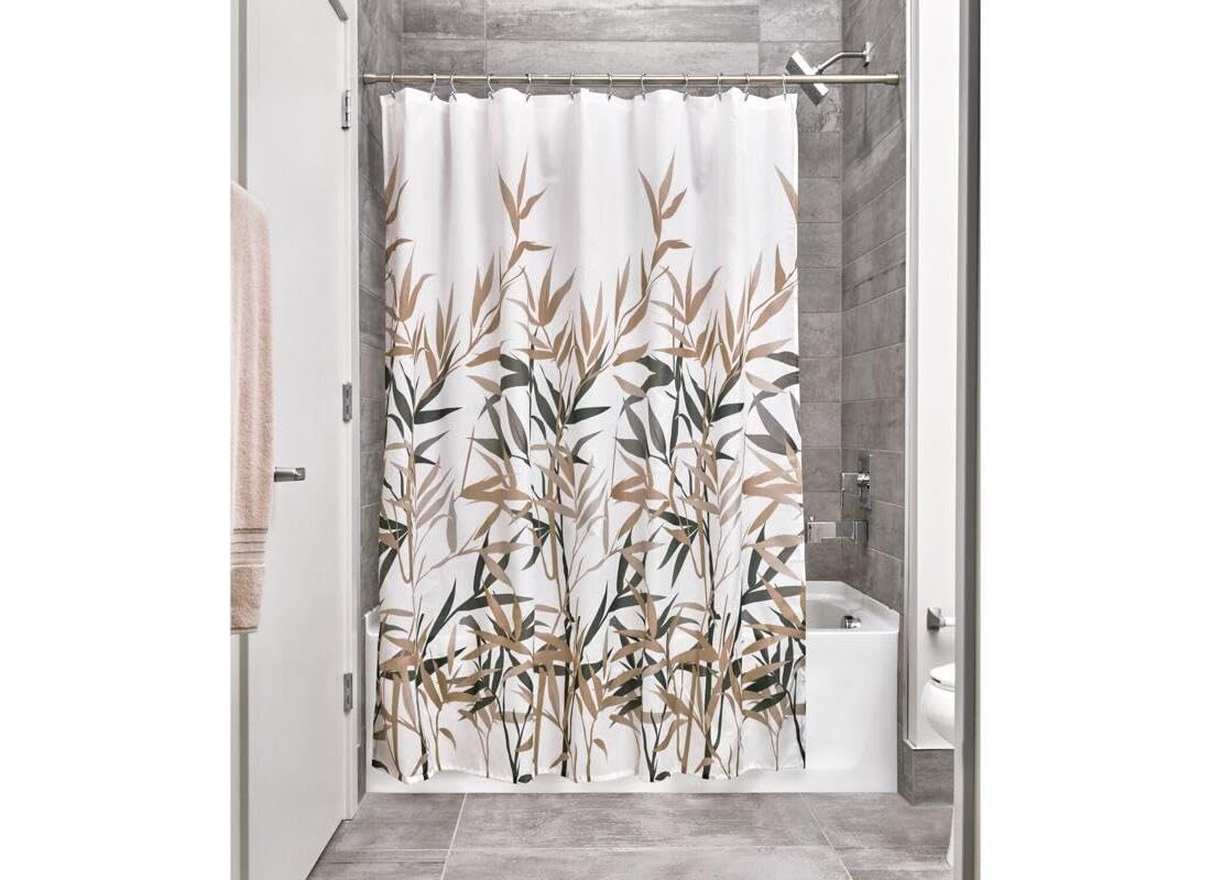 iDesign Anzu Fabric Shower Curtain Water-Repellent and Mold- and Mildew-Resistant for Master, Guest, Kids', College Dorm Bathroom, 72" x 72", Black…