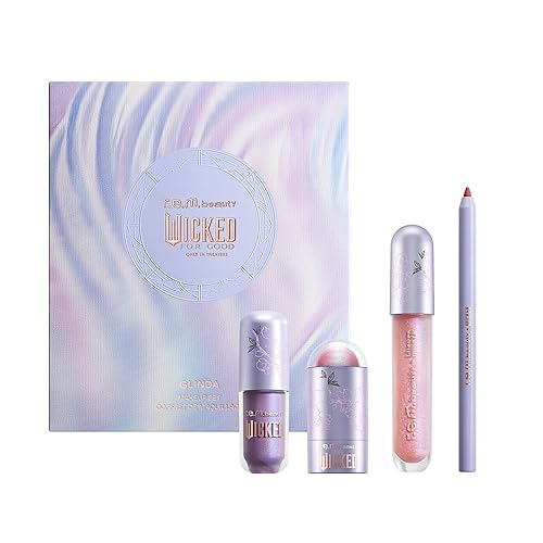 r.e.m. beauty by Ariana Grande Wicked: For Good | Glinda Makeup Set | Waterpoof Eye Shadow, All Over Glow Stick, Creamy Lip Liner, Glossy Lip Balm | 4