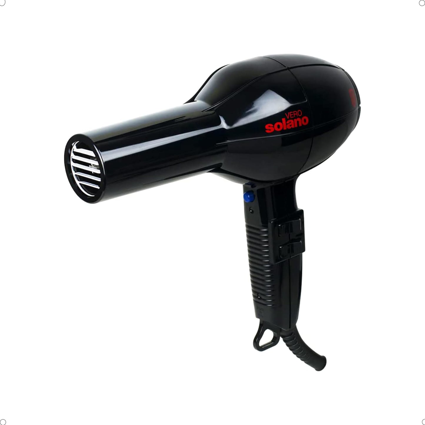 Solano Vero Ceramic Ionic Hair Dryer | Anti-Frizz + Smoothness + Shine | 1600W High Performance Ceramic Blow Dryer | Lightweight Speed Hair Dryer |