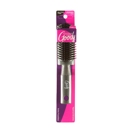 Goody Mini Styling Brush with Rubber Base - Detangler Brush For Quick Touch-Ups Throughout The Day for All Hair Types - Pain-Free Hair Accessories