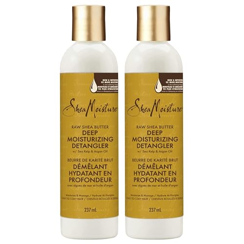 SheaMoisture Detangler with Raw Shea Butter, Deep Moisturizing Curly Hair Detangler with Sea Kelp & Argan Oil, Hair Care for Knots, 8 Fl Oz Ea (Pack