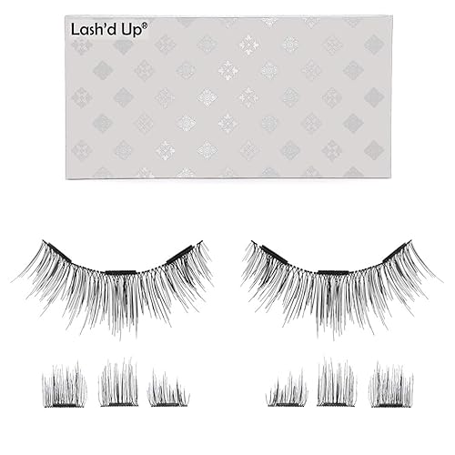Lash'd Up Magnetic Eyelashes Without Eyeliner 3 Magnets (Can also be worn as Dual Magnets) Full Eye Snap-on Set Soft Faux Silk Vegan (Long & Volume)