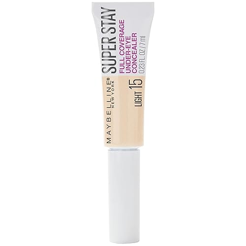 Maybelline New York Super Stay Full Coverage, Brightening, Long Lasting, Under Eye Concealer Liquid Makeup for up to 24H Wear, with Paddle Applicator
