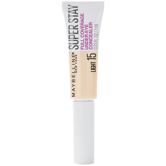 Maybelline New York Super Stay Full Coverage, Brightening, Long Lasting, Under Eye Concealer Liquid Makeup for up to 24H Wear, with Paddle Applicator