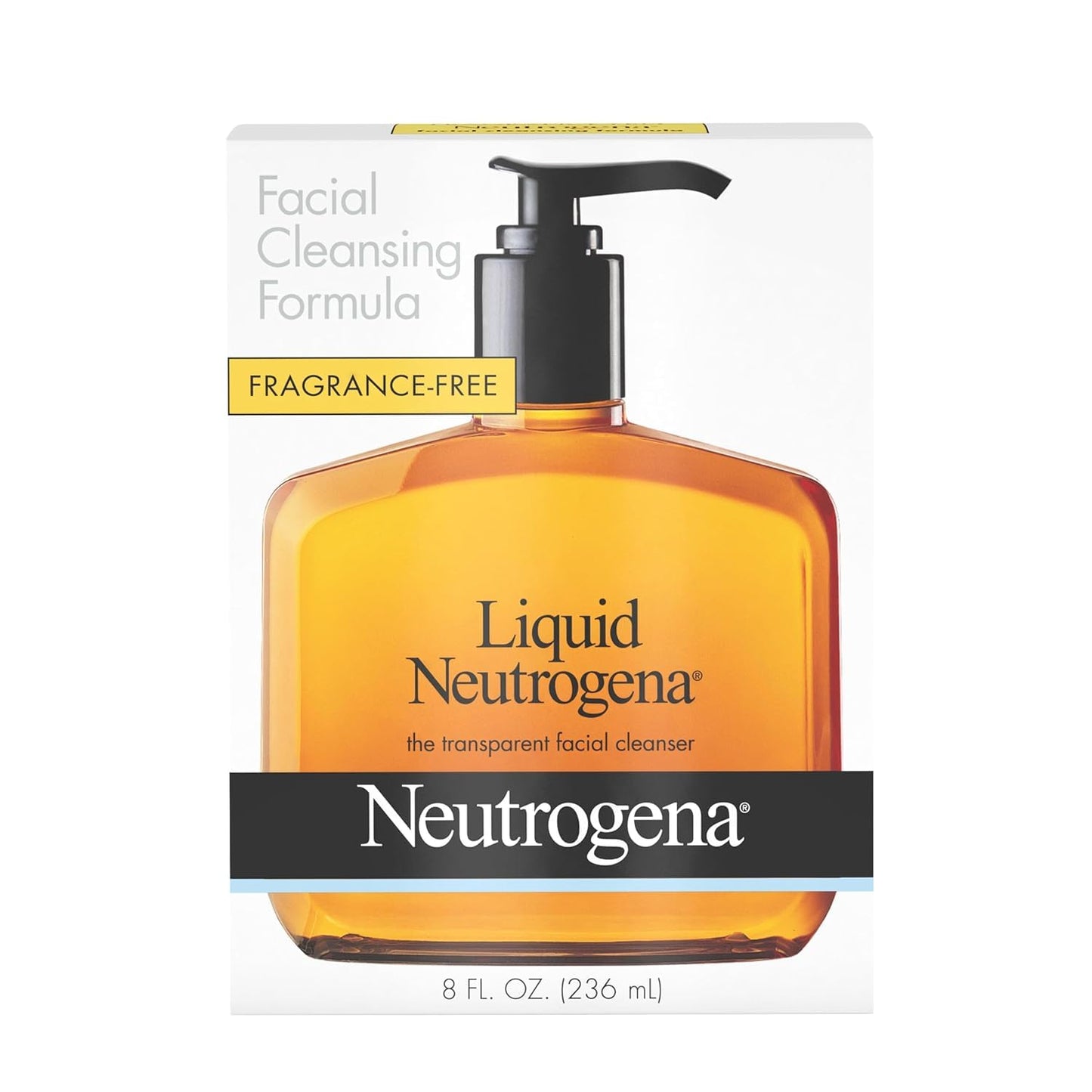 Neutrogena Liquid Fragrance-Free Gentle Facial Cleanser, Hypoallergenic Daily Face Wash with Glycerin, Oil-Free & Mild Formula for Sensitive Skin, 8