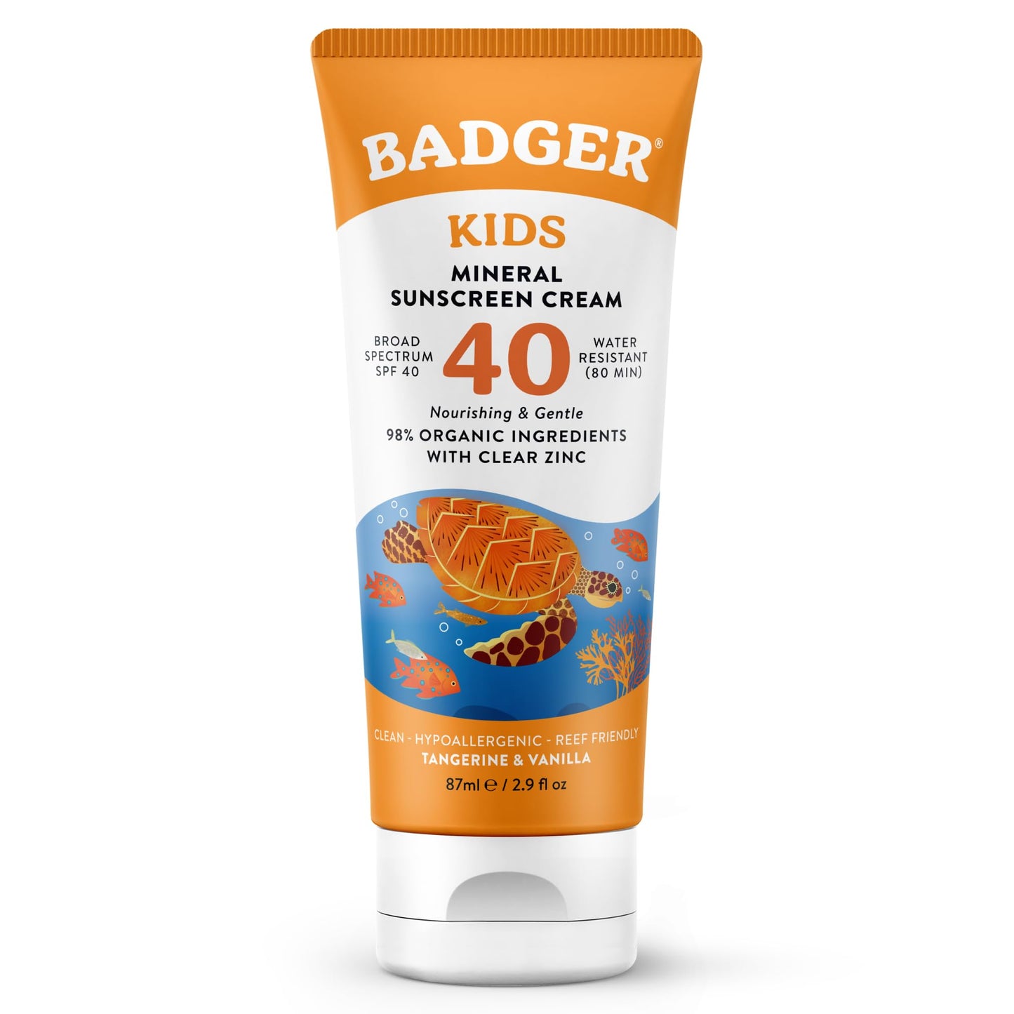 Badger Kids Mineral Sunscreen Cream SPF 40, 98% Organic Ingredients, Zinc Oxide Sunscreen for Kids Face & Body, Water Resistant, Reef Friendly, Hawaii Beauty and Personal Care Badger Default Title