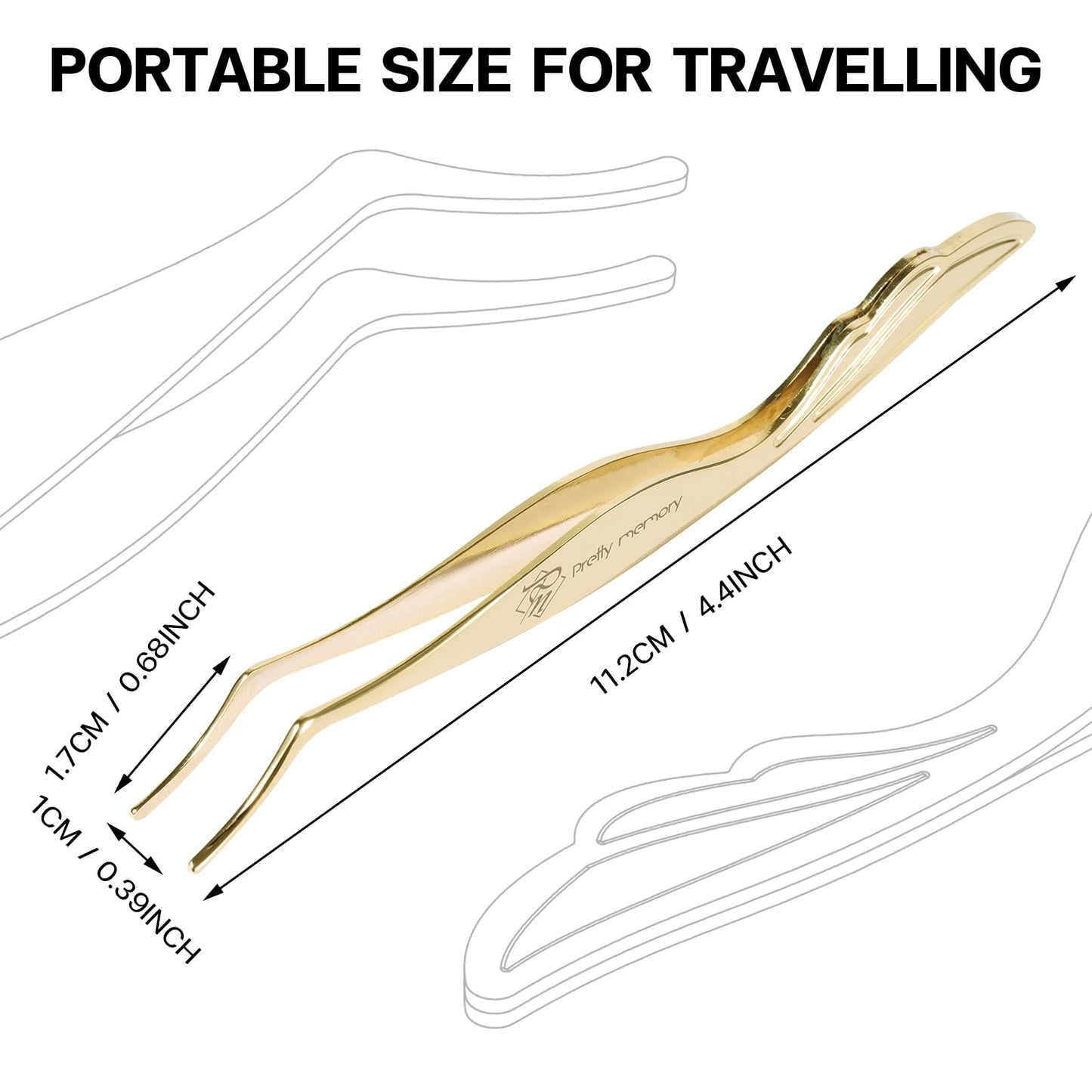Pretty memory DIY Eyelash Applicator Tool, Curved Eyelash Tweezers for False Lashes, Lash Applicator for Easy Lashes Application and Removal, Gold