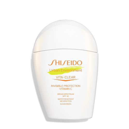 Shiseido Urban Environment Vita-Clear Sunscreen SPF 42 - Invisible Formula with Vitamin C - No-Shine, Makeup Effect for 8 Hours - Non-Comedogenic - 30