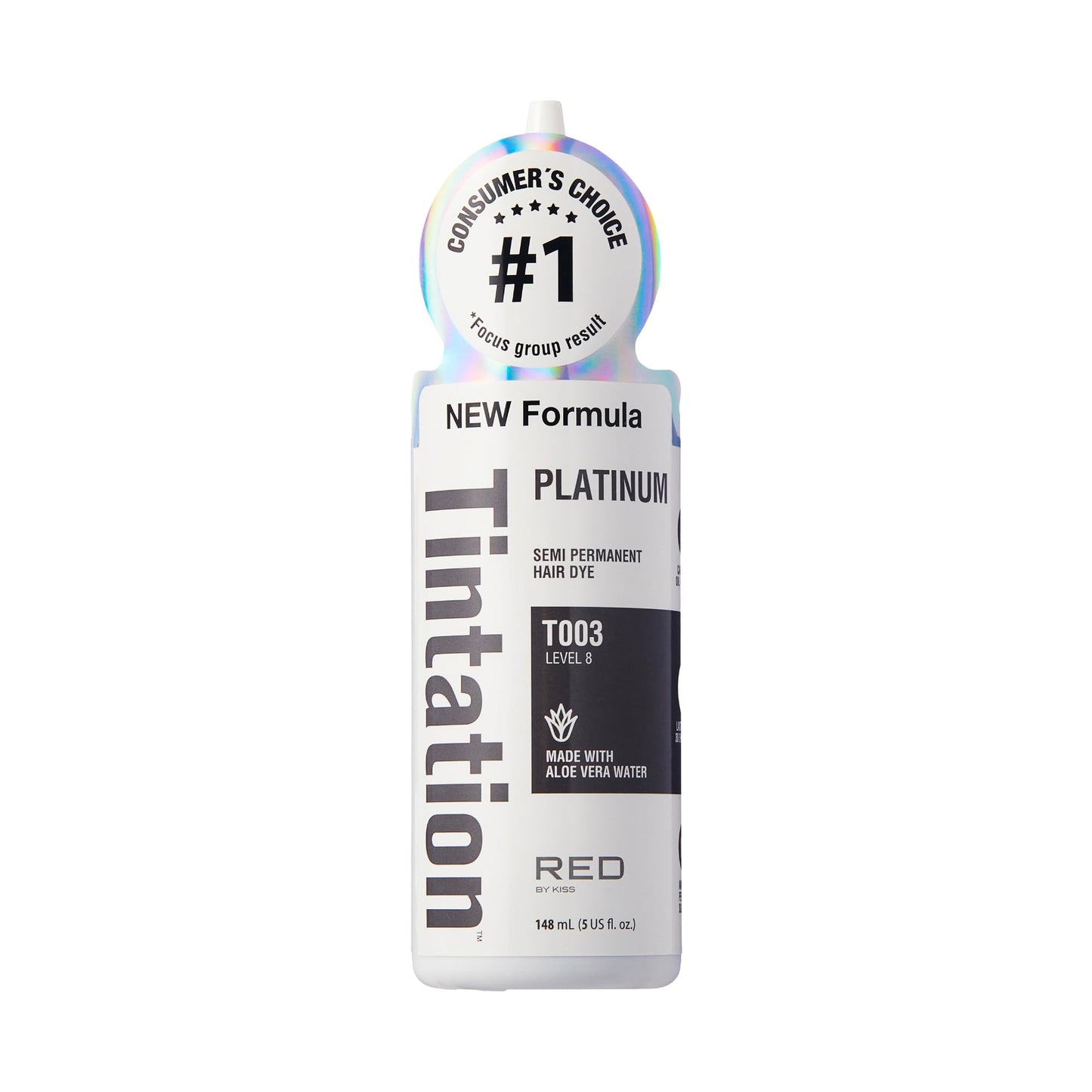 Red by Kiss Tintation Semi-Permanent Hair Color, Aloe Vera Water Based, Argan Oil, Olive Oil, Collagen & Keratin, Long-Lasting Color Dye (Platinum, 5