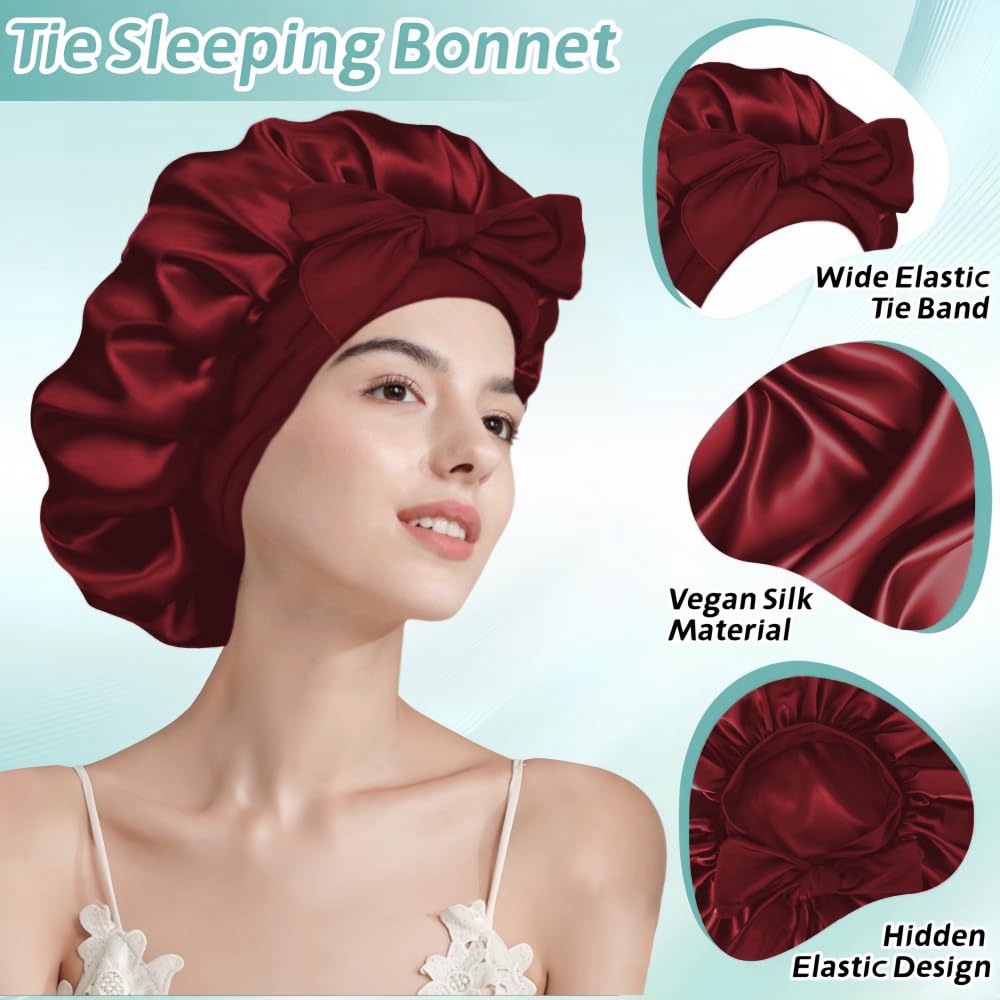 Silk Bonnet for Sleeping Women?Hair Bonnet for Sleeping Silk Night Cap for Curly/Natural Hair Skin Russet, Large Beauty and Personal Care VECIIR