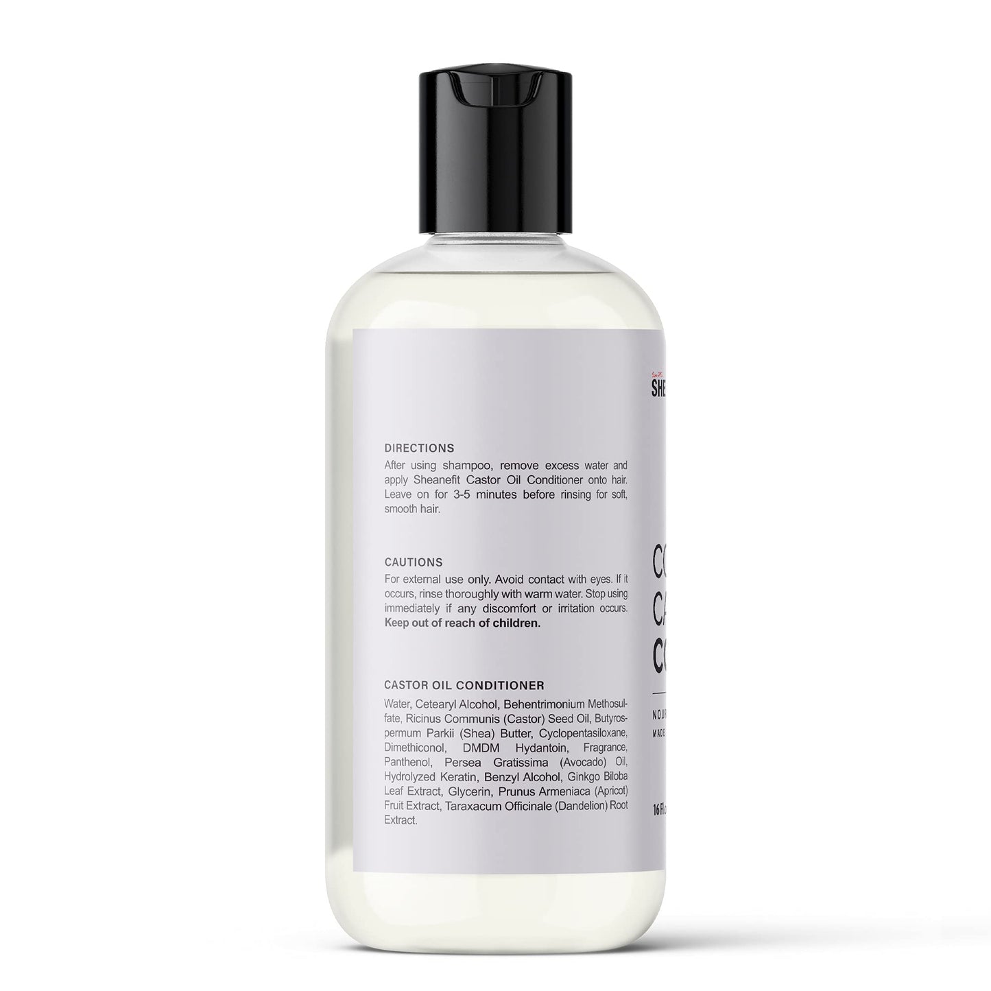 Sheanefit Cold Pressed Castor Oil Daily Shampoo Conditioner 16oz (Castor Oil Conditioner - 16oz)
