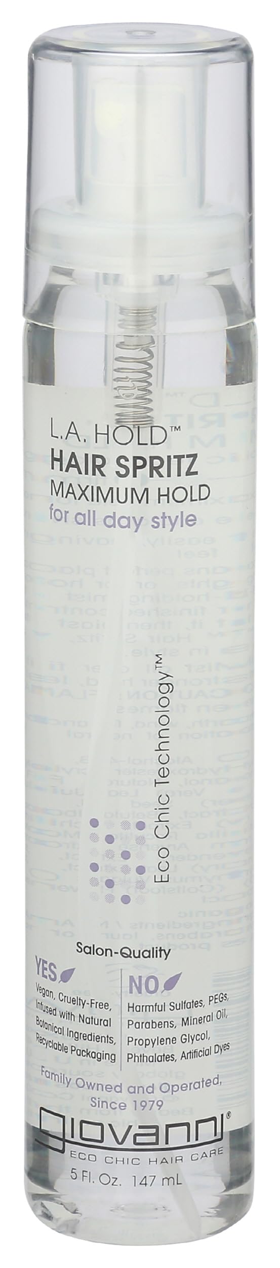 GIOVANNI L.A. Hold Hair Spritz - Maximum Styling Spray, Lightweight, Lauryl & Laureth Sulfate Free - 5 oz