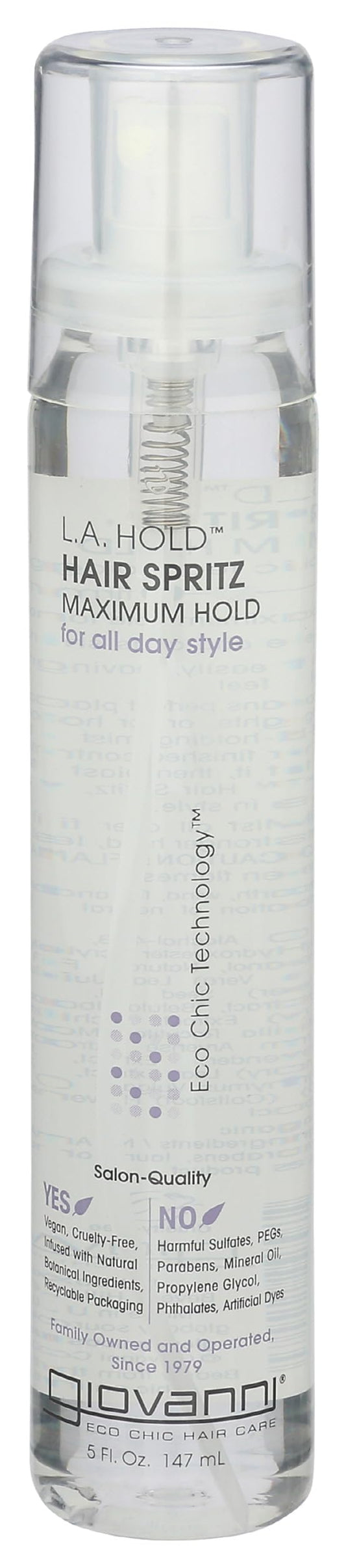 GIOVANNI L.A. Hold Hair Spritz - Maximum Styling Spray, Lightweight, Lauryl & Laureth Sulfate Free - 5 oz Beauty & Personal Care GIOVANNI