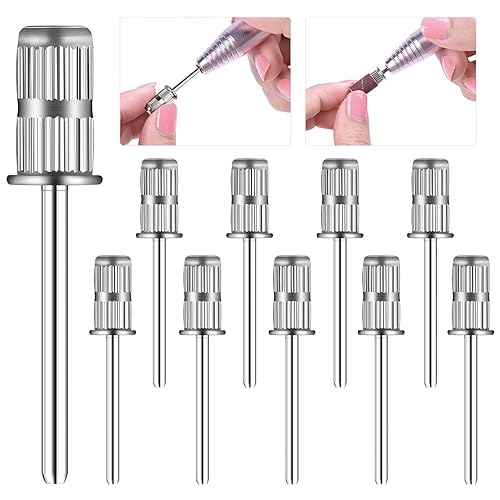 Rolybag 10 Pieces nail drill heads nail drill bits sanding band shaft 3/32 inch nail drill bits mandrels for electric file nail sanders manicure