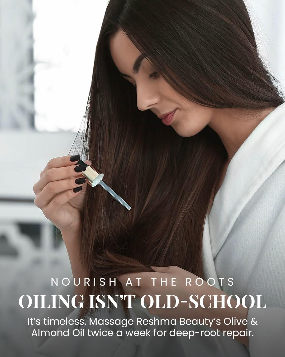 Reshma Beauty Olive & Almond Henna Infused Strengthening Oil with Glass Dropper - 100% Pure, Organic & Cold Pressed Multi-Purpose Hydrating Oil