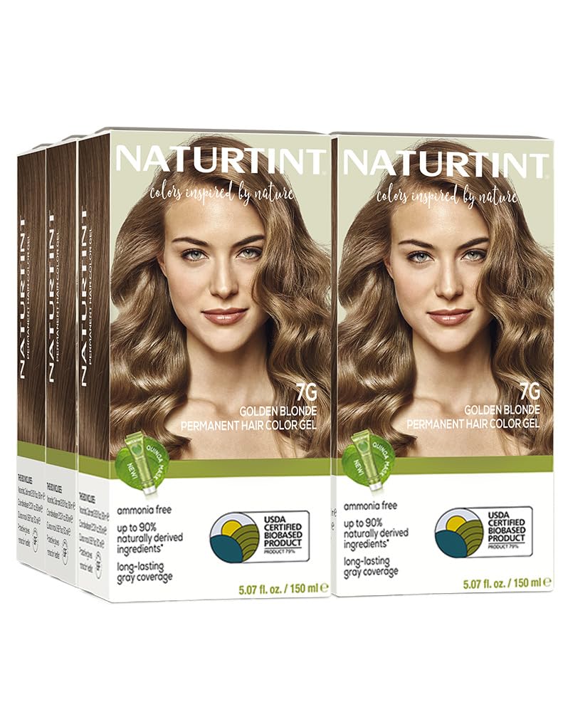 Naturtint 7G Golden Blonde Permanent Hair Color (Pack of 6), Ammonia Free, Vegan, Cruelty Free, up to 100% Gray Coverage, Long Lasting Results