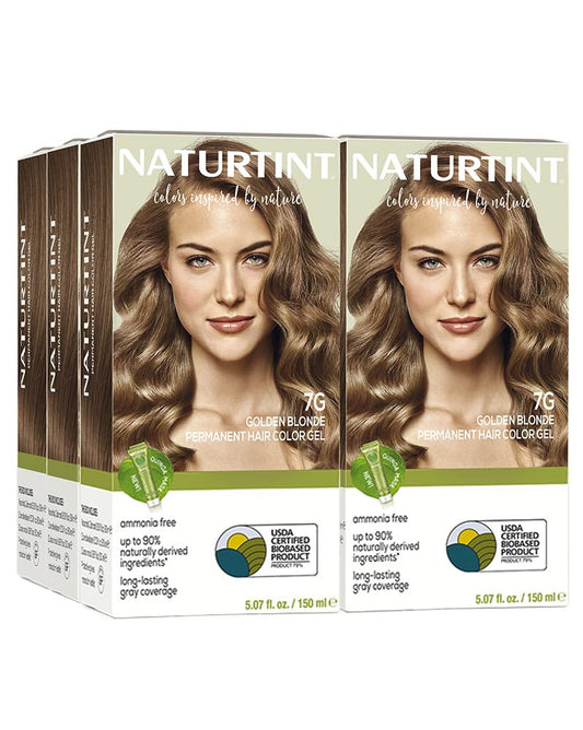 Naturtint 7G Golden Blonde Permanent Hair Color (Pack of 6), Ammonia Free, Vegan, Cruelty Free, up to 100% Gray Coverage, Long Lasting Results