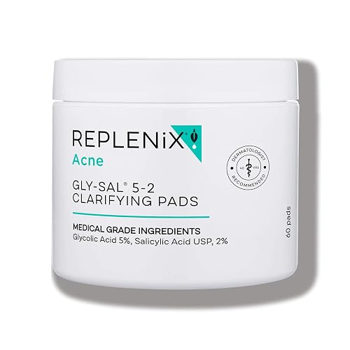 Replenix Gly-Sal Clarifying Acne Pads, 60 Count, Medical-Grade Glycolic Acid & 2% Salicylic Acid Exfoliating Pads for Acne-Prone Skin, Help Clear