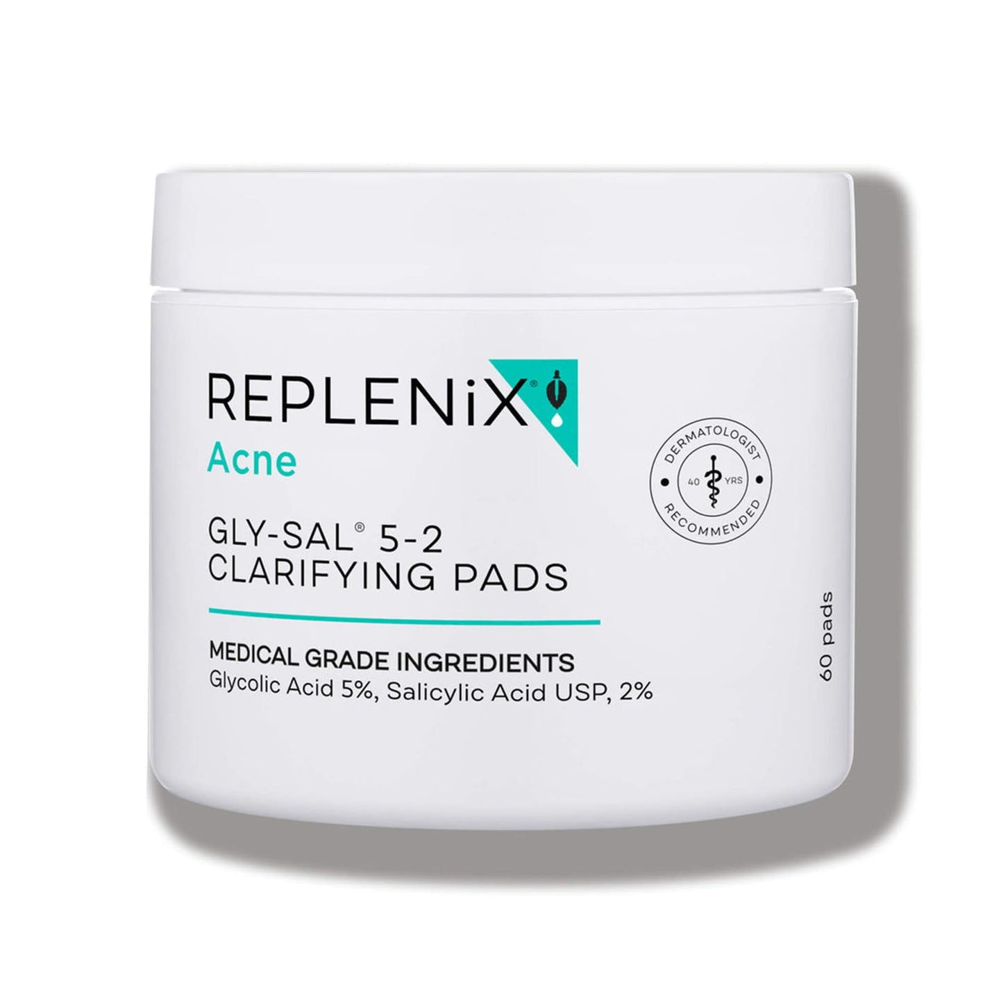 Replenix Gly-Sal Clarifying Acne Pads, 60 Count, Medical-Grade Glycolic Acid & 2% Salicylic Acid Exfoliating Pads for Acne-Prone Skin, Help Clear