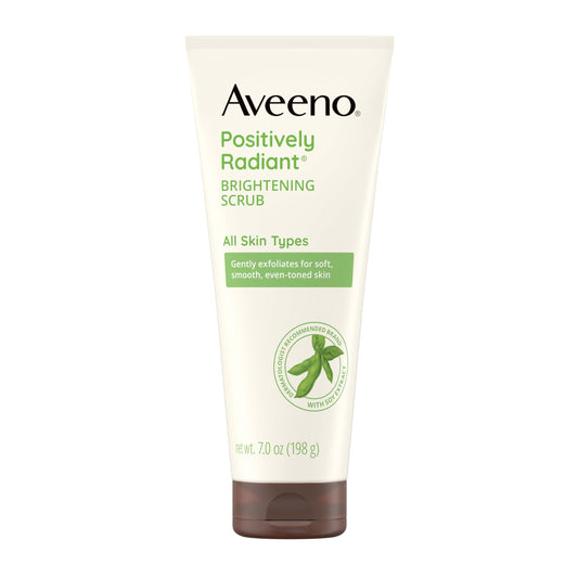 Aveeno Positively Radiant Skin Brightening Daily Facial Scrub with Moisture-Rich Soy Extract, Gently Exfoliates & Cleanses for Soft, Smooth, More