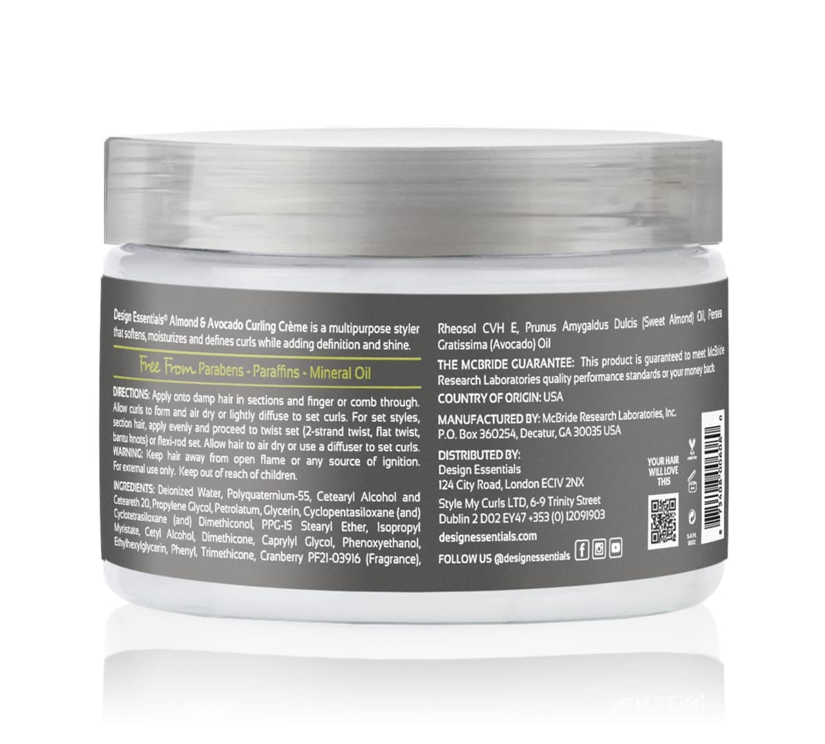 Design Essentials Almond & Avocado Curling Crème, Curl Defining Cream for Curly & Coily Hair, Soft Hold & Shine, 12 oz