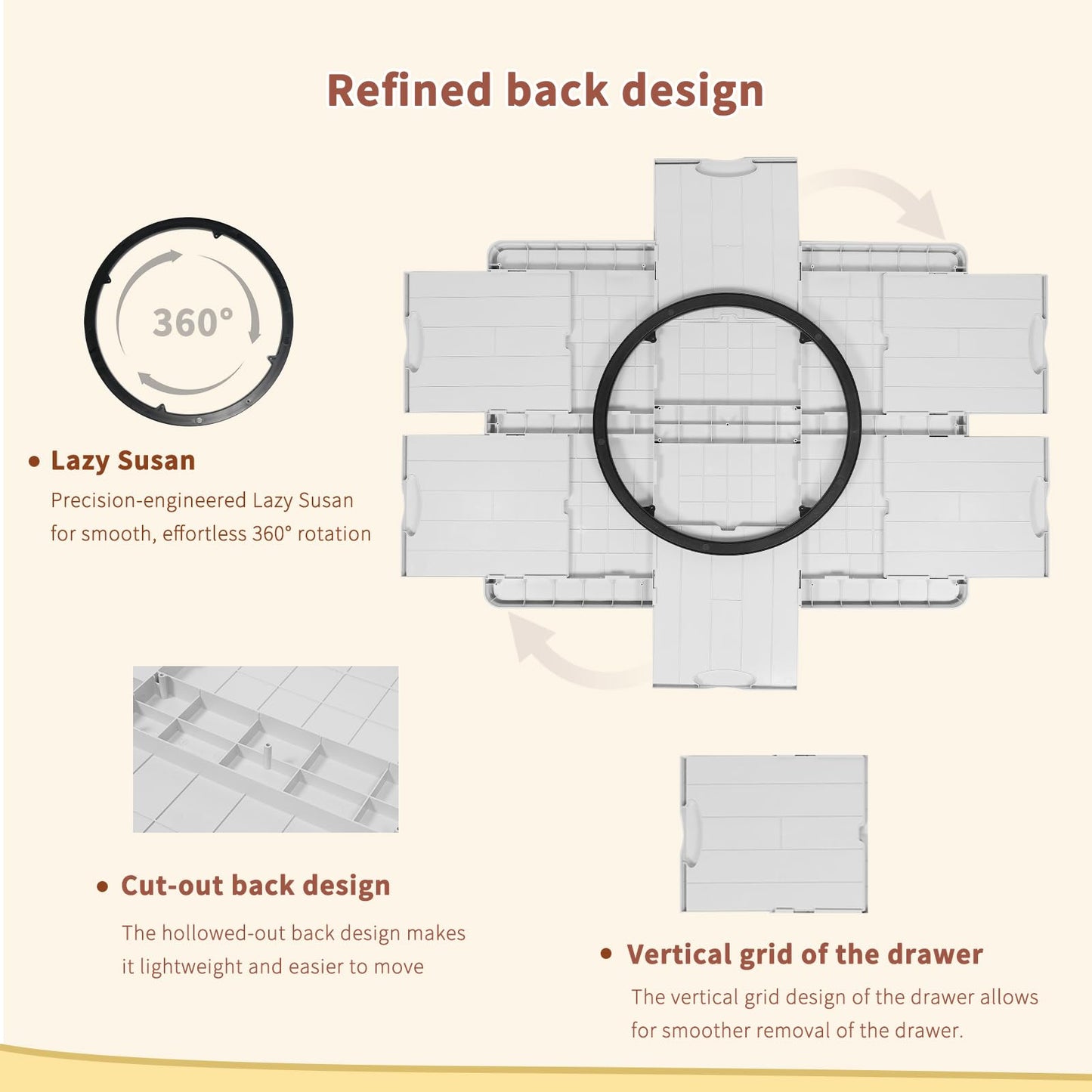 BuilderButler 1500 Piece Rotating Puzzle Board – 6 Sliding Drawers, Cover & 360° Lazy Susan Spin, 34.25"x26.38" Portable Puzzle Table