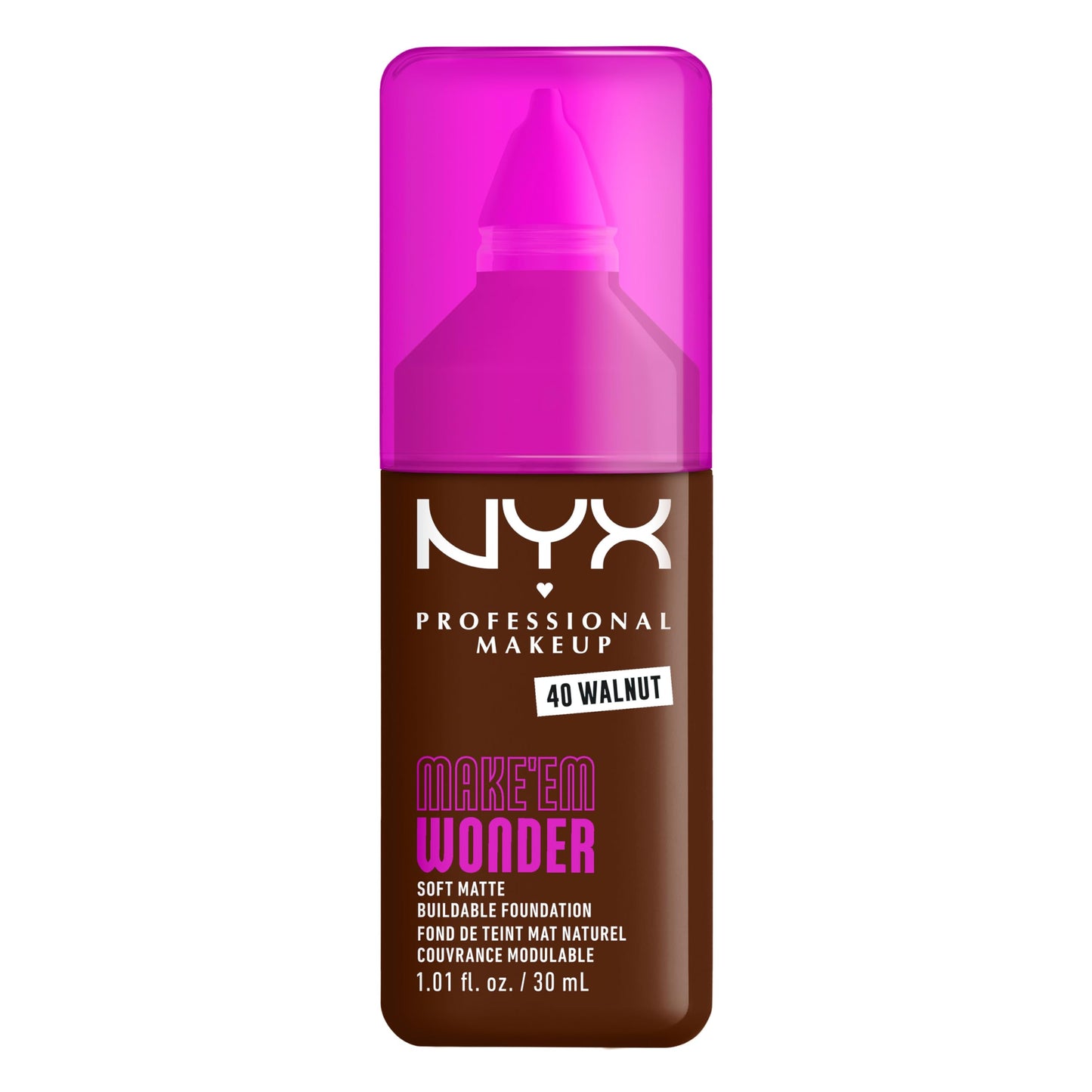 NYX PROFESSIONAL MAKEUP Make 'Em Wonder Liquid Foundation, 24HR Foundation Makeup With A Soft Matte Finish, Buildable Full Coverage - 40 Walnut Beauty and Personal Care NYX PROFESSIONAL MAKEUP Default Title