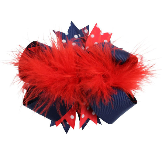 juDanzy Large Red White and Blue Patriotic Hair Bow Clip for Girls