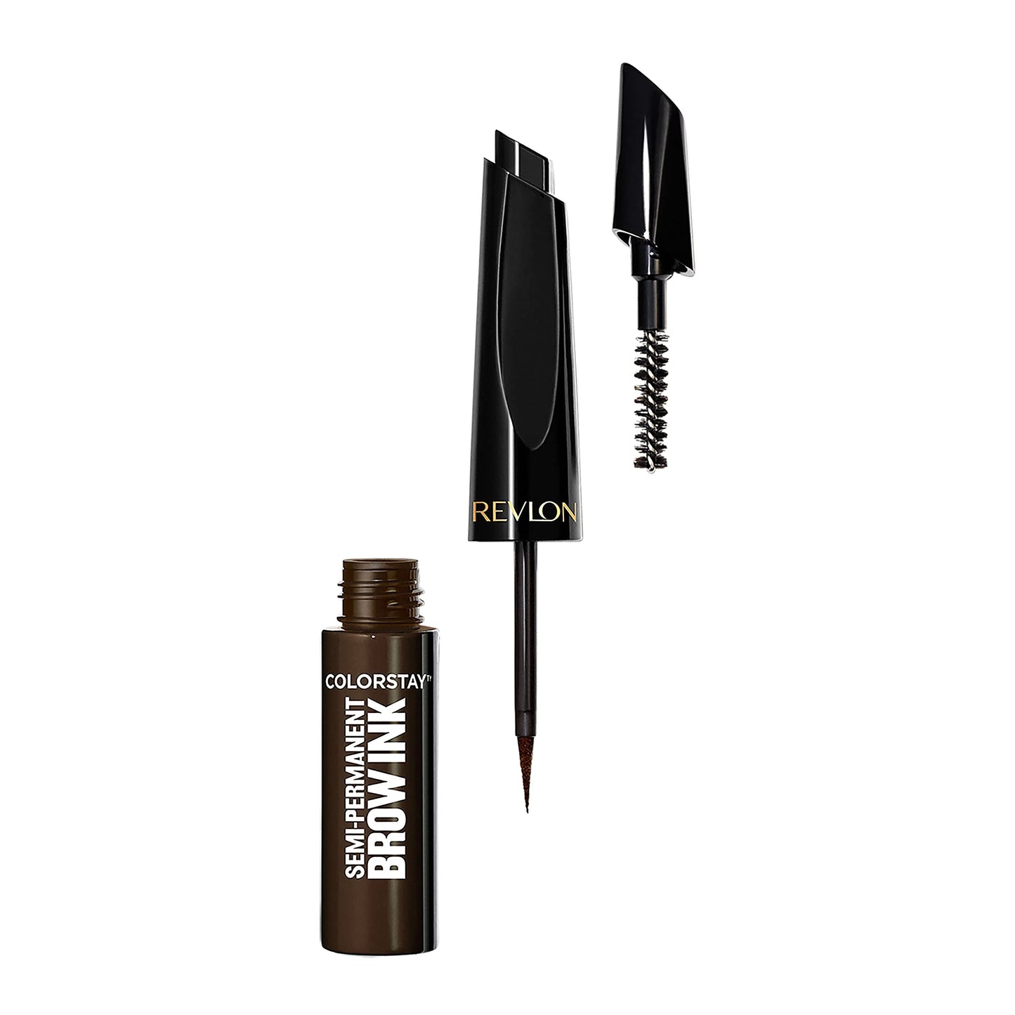 Revlon ColorStay 5-in-1 Semi-Permanent Brow Ink with Spoolie Brush, Waterproof, Transfer-Proof, Eyebrow Makeup, Easy to Remove, 355 Dark Brown Ink
