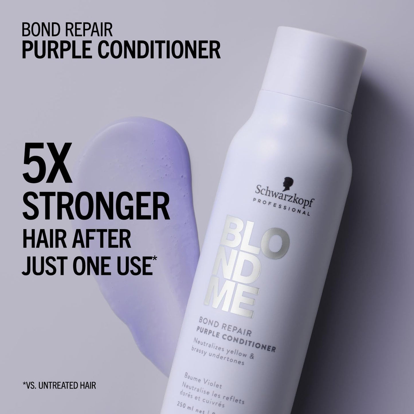 BLONDME Bond Repair Purple Shampoo & Conditioner Bundle | Neutralized Yellow Undertones, Prevents Brassiness & Strengthen Blonde Hair