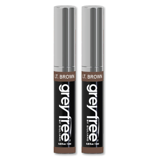 Greyfree Hair Mascara Root Touch-Up for Gray Hair | Precision Hairline Concealer for Brows & Beard | 2 Pack (LIGHT BROWN)