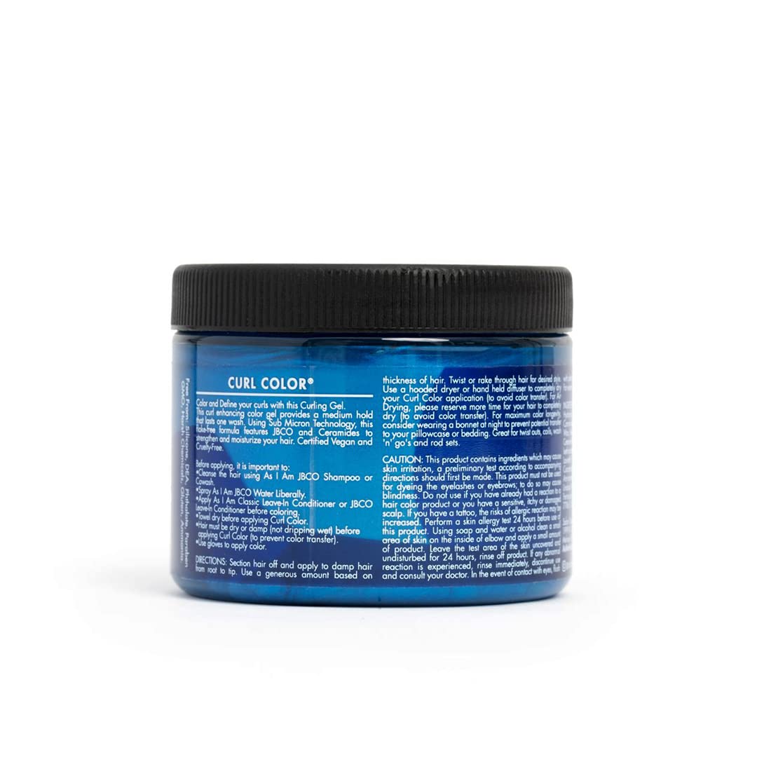 As I Am Curl Color - Cool Blue - 6 oz - Color & Curling Gel - Temporary - Medium Hold - with Jamaican Black Castor Oil, Ceramides, & Betaine - Vegan