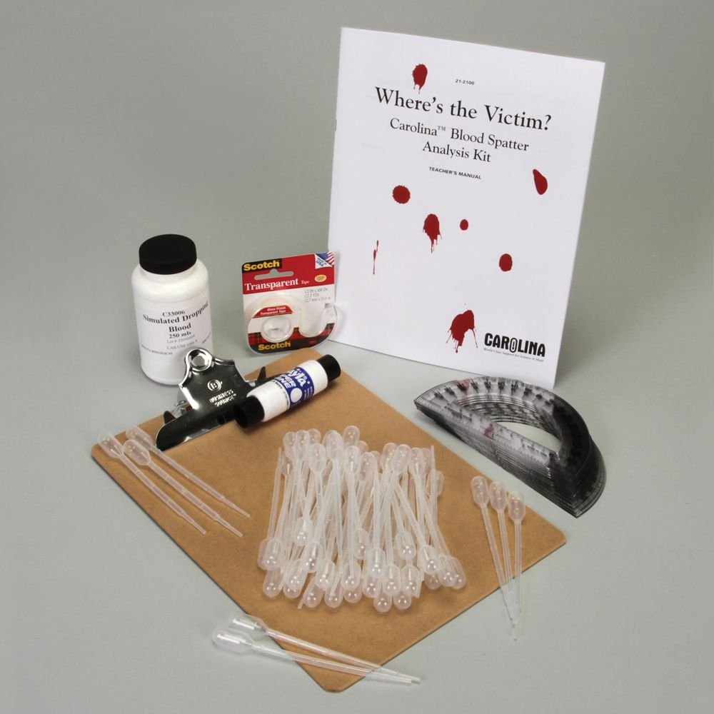 Carolina Biological Where’s the Victim? Blood Spatter Kit | Simulated Forensic Analysis for Angle & Origin Determination | STEM Learning