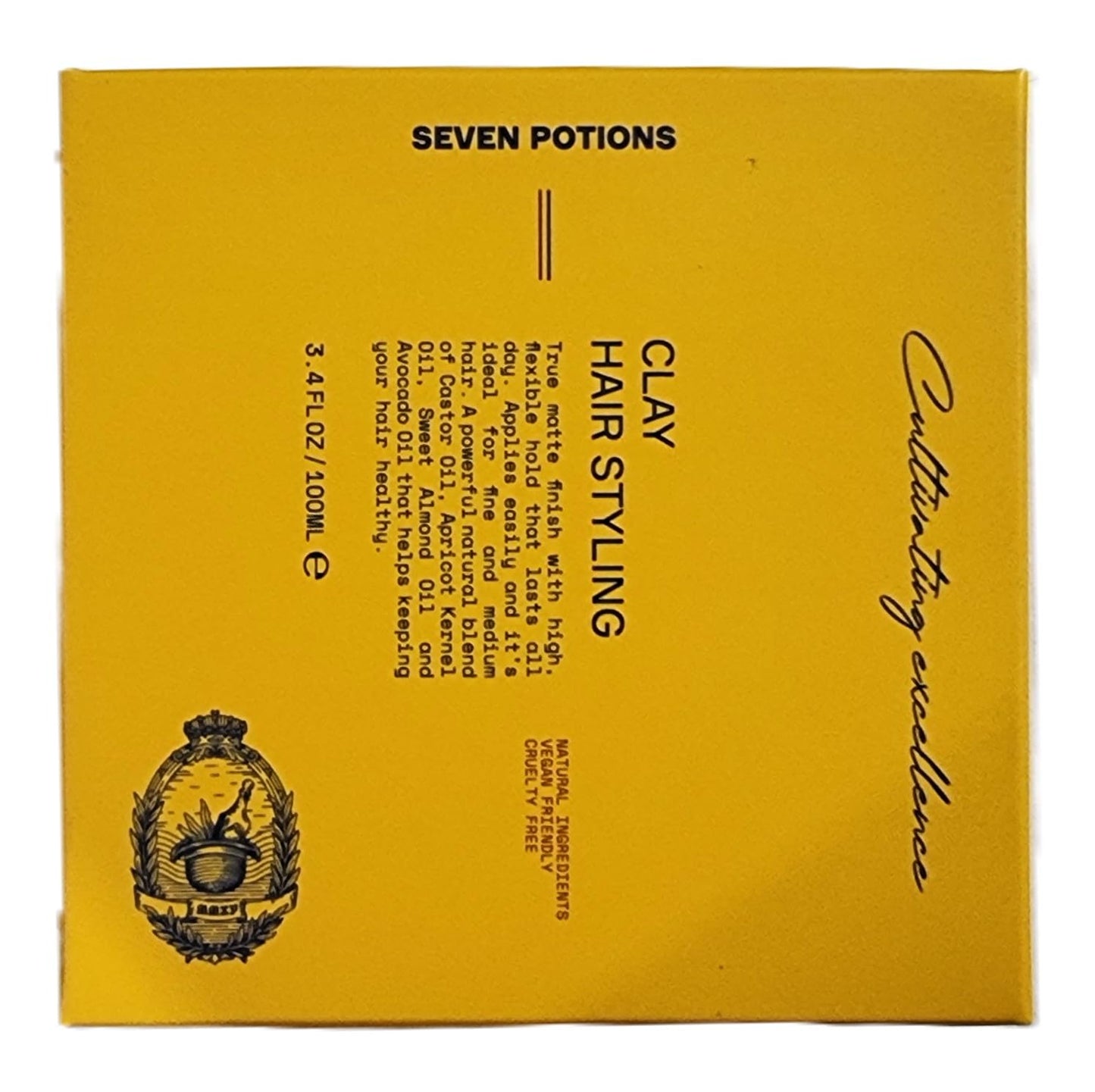 SEVEN POTIONS Hair Clay For Men and Women 3.4 fl oz - High Hold No Shine Hair Pomade For Men - Effortless Hair Styling Product That Leaves No Residue