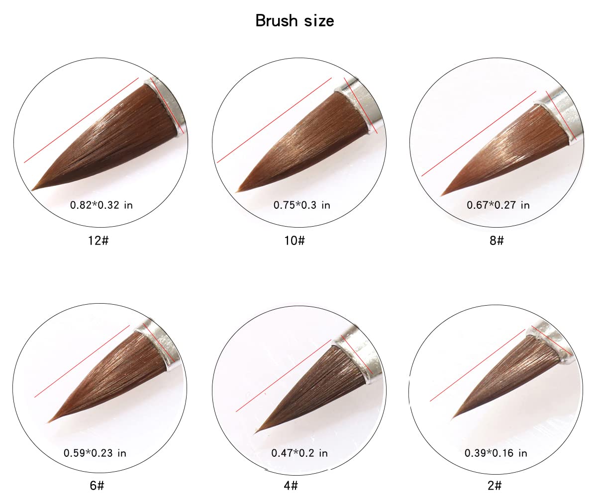 Nail art Brush 6PCS Professional nylon Acrylic Nail Brush Powder Manicure Pedicure Wood Handle 3D Painting Drawing Professional Brush UV Gel Carving Beauty & Personal Care cutegodess