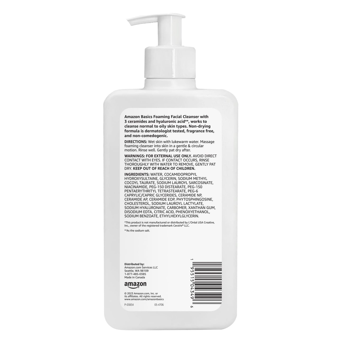 Amazon Basics Foaming Facial Cleanser with Ceramides & Hyaluronic Acid, Gentle Daily Face Wash, Non-Comedogenic, Fragrance-Free, 12 fl oz (Pack of 12) Beauty and Personal Care Amazon Basics