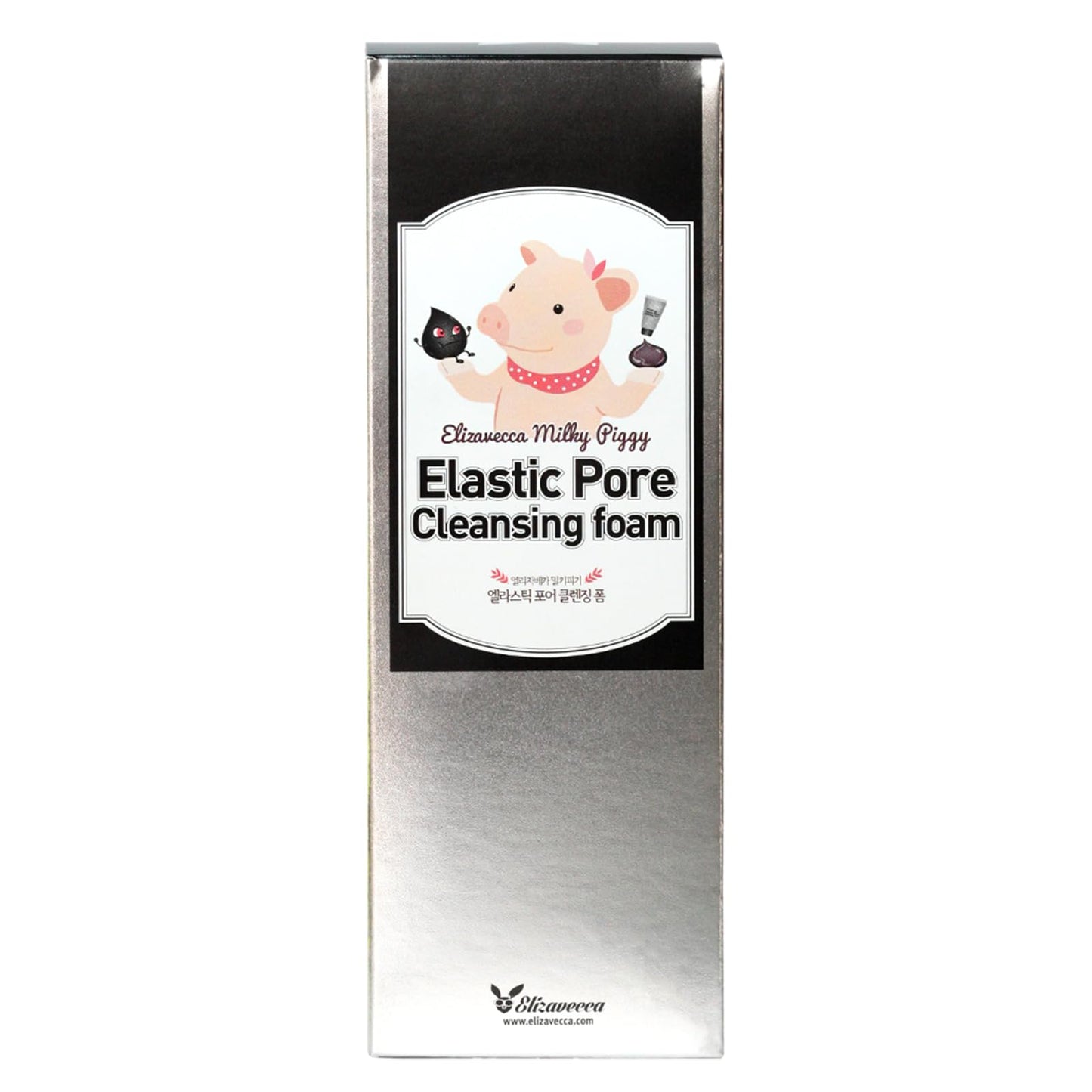 Elizavecca Milky Piggy Elastic Pore Charcoal 5% Cleansing Foam 120ml | black mask face pack | charcoal cleansing | wash off face wash | Not Tested on