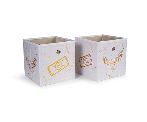 Ukonic Harry Potter Hedwig 11-Inch Storage Bin Cube Organizers, Set of 2 | Fabric Basket Container, Cubby Cube Closet Organizer | Wizarding World…