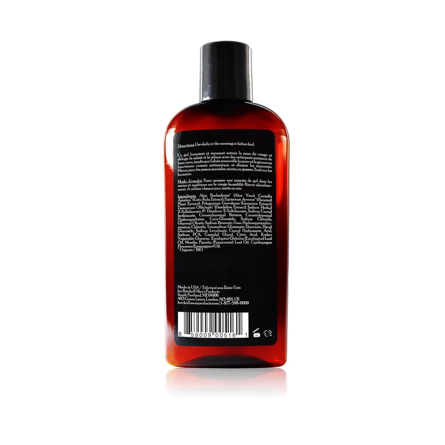 Brickell Men's Clarifying Gel Face Wash for Men, Natural and Organic Rich Foaming Daily Facial Cleanser Formulated With Geranium, Coconut and Aloe, 8