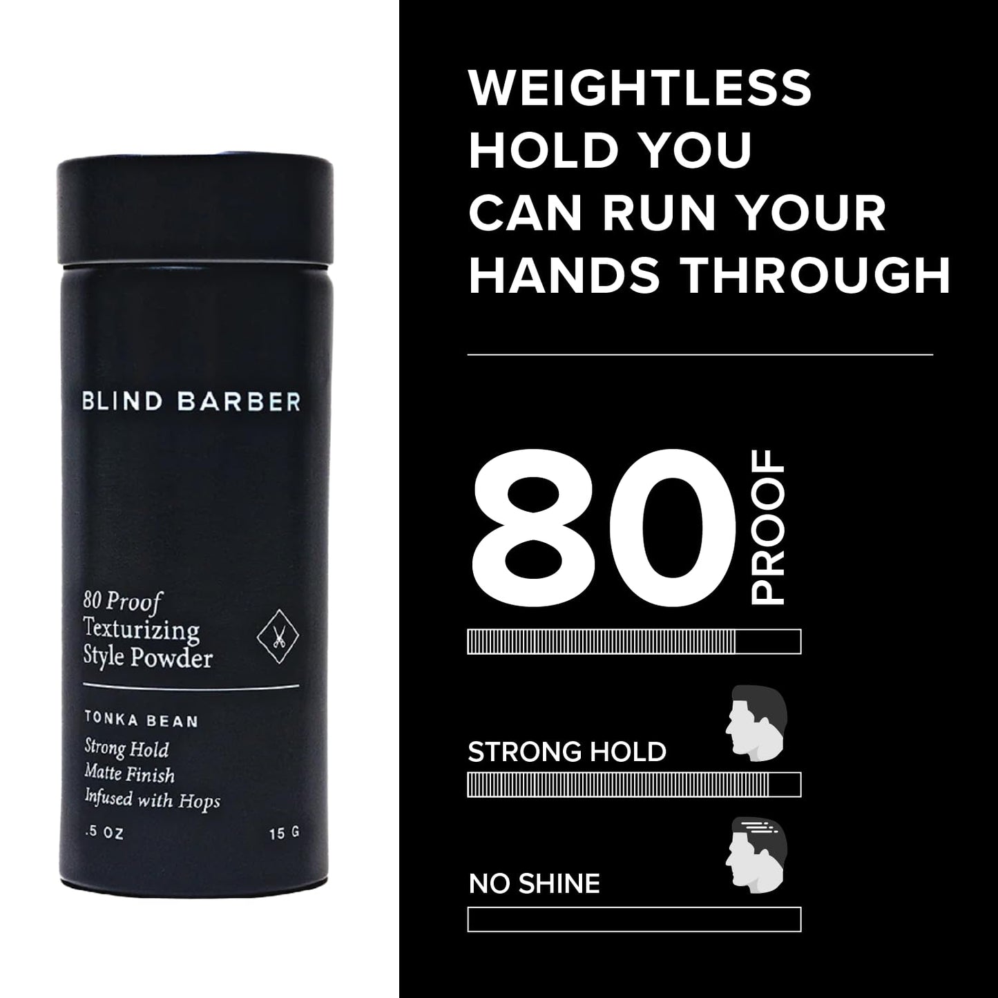 Blind Barber 80 Proof Texturizing Powder - Hair Styling Texture Powder for Men - Builds Weightless Volume - Matte Finish - Medium-to-Strong Hold Hair