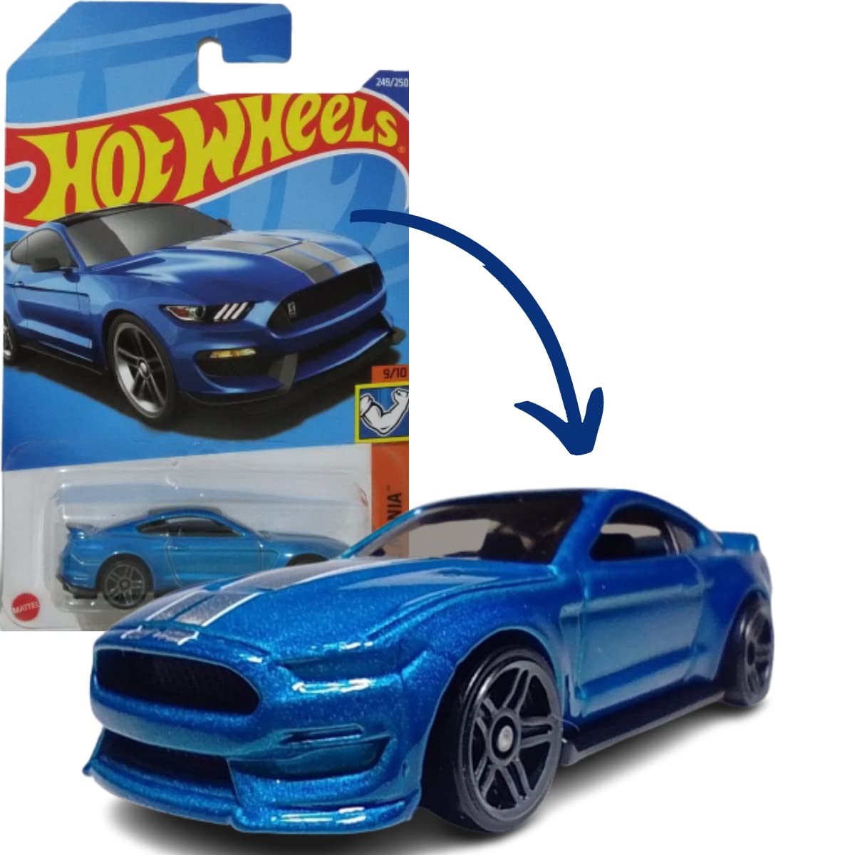 Hot Wheels 2020 Ford Mustang Shelby GT500, [Blue] 248/25 Muscle Mania 1/10