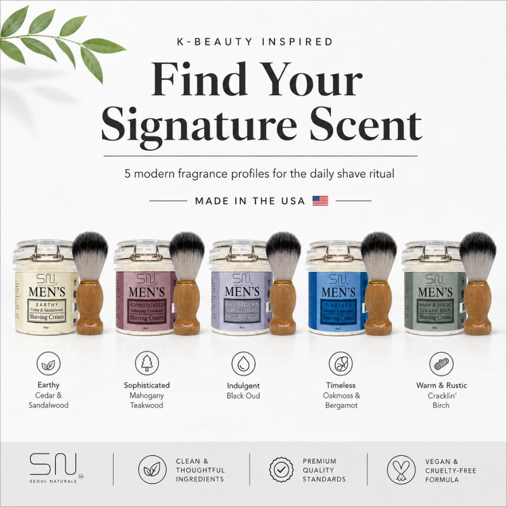 Seoul Naturals Sophisticated Mahogany Teakwood Shaving Cream, k beauty, 6 oz Beauty and Personal Care Seoul Naturals