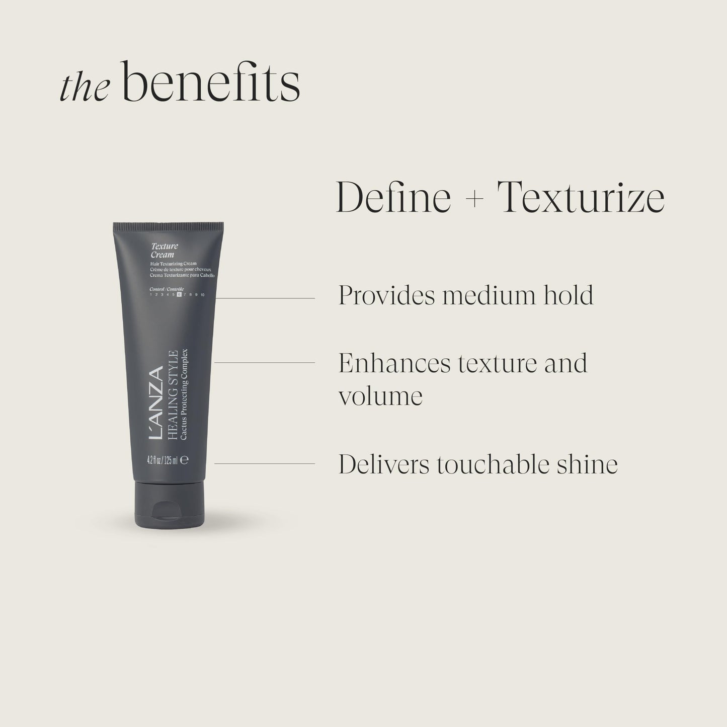 L'ANZA Healing Style Texture Cream with Medium Hold Effect, Nourishes and Refreshes the Hair, Controls Tangling and Protects from Heat and UV Rays